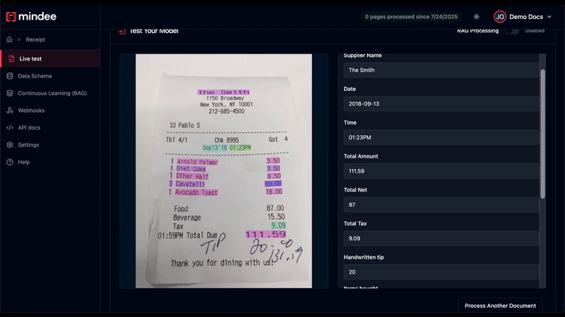 Overview animation of Mindee Live View