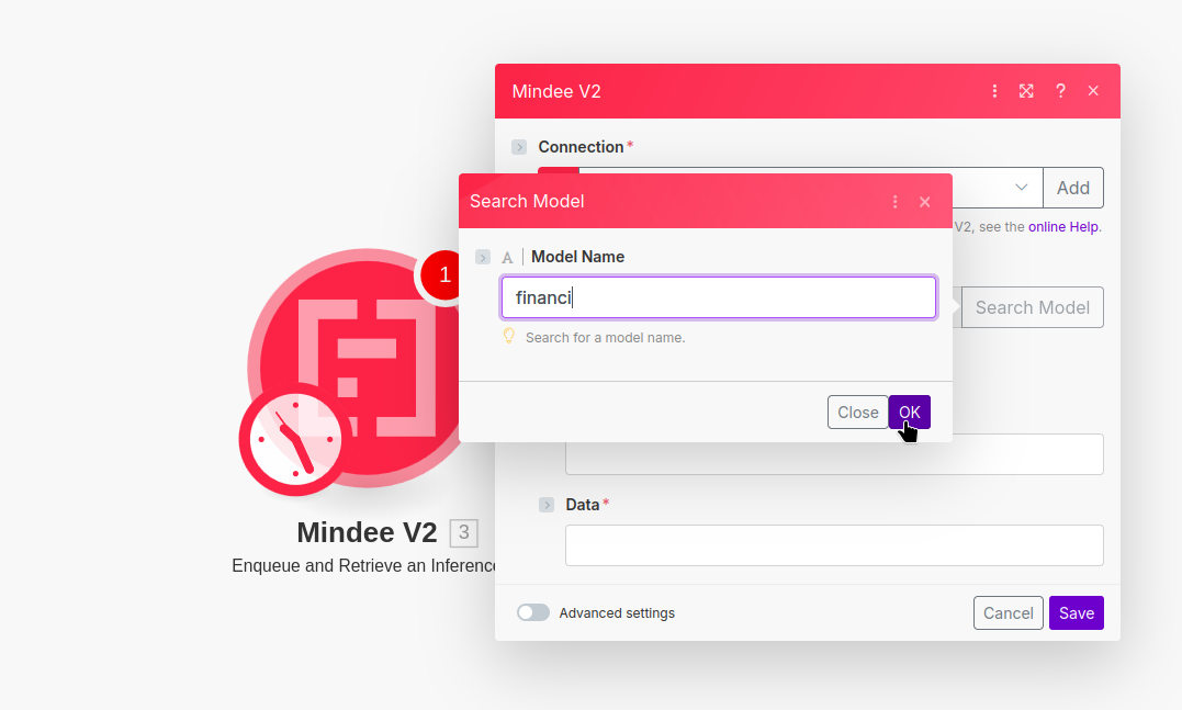 search for Mindee v2 model in make.com